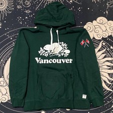 Roots Vancouver Canada Hoodie Men's XL Green Fleece Lined Performance Sweatshirt