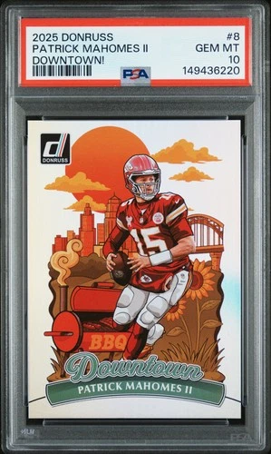 Patrick Mahomes II #8 2025 Panini Donruss Downtown! PSA 10 GEM MT Chiefs