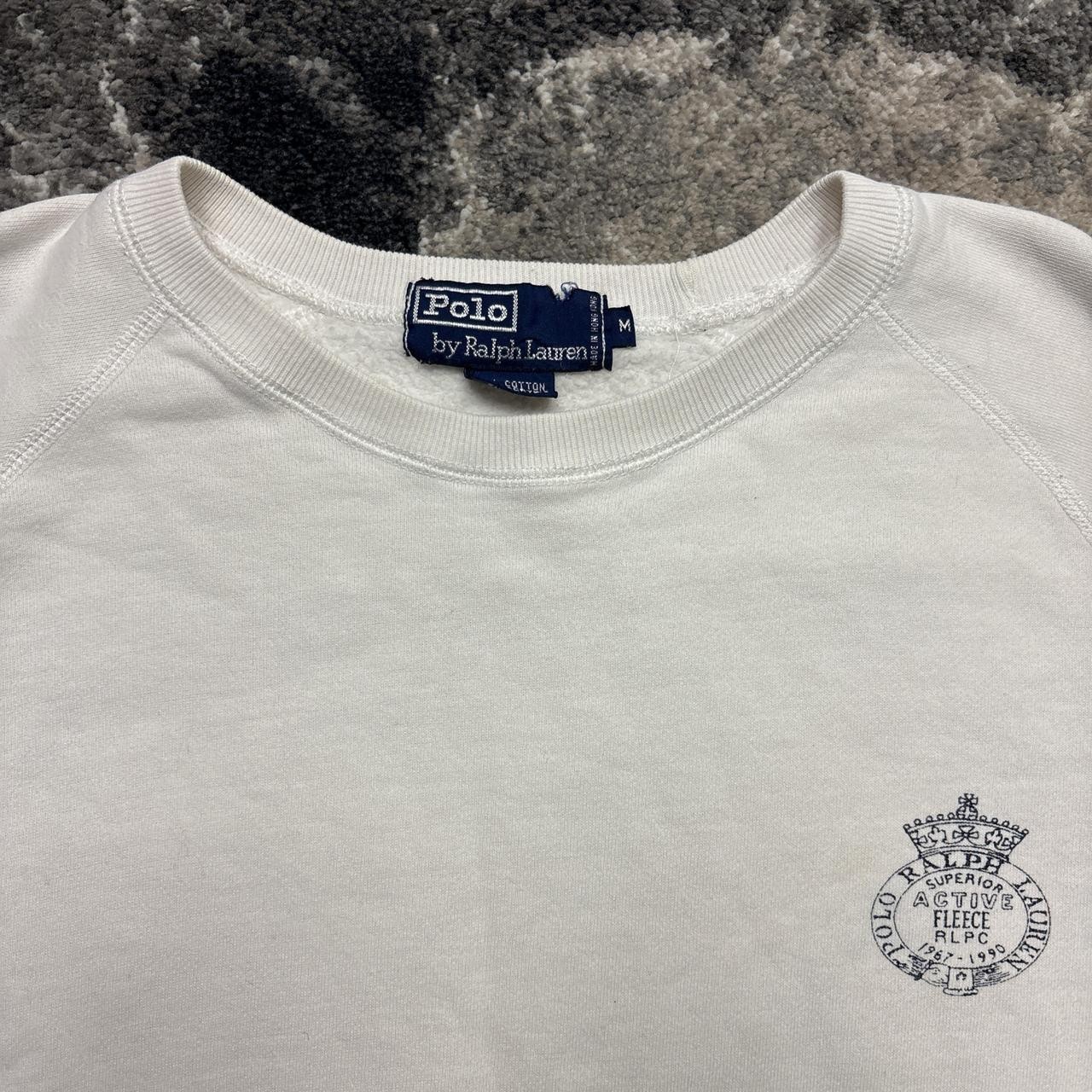 Vintage Polo Ralph Lauren Sweatshirt Mens Medium 90s White Crown Logo Crewneck
