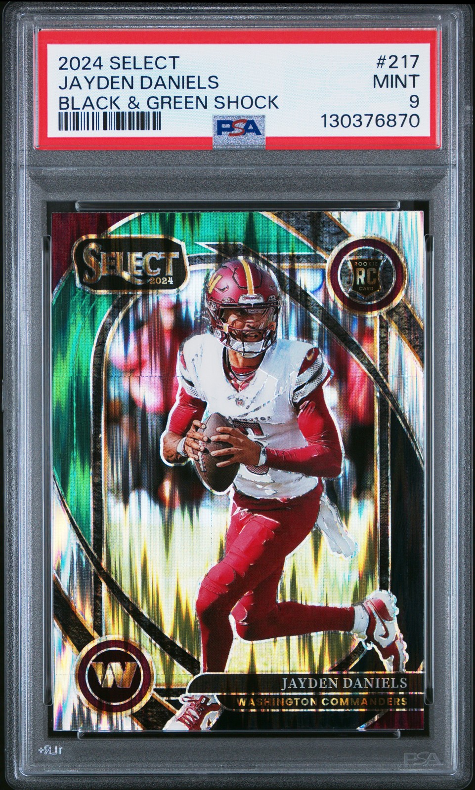 Jayden Daniels Black Green Prizm Shock #217