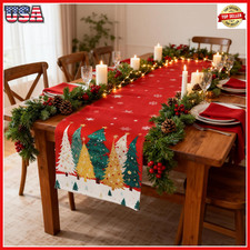Christmas Table Runner 13X72 Inch Xmas Trees Snowflakes Winter Holiday Decoratif