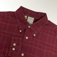 Brooks Brothers 1818 Regent Fit Shirt Mens M Bordo Plaid Non Iron Supima Cotton