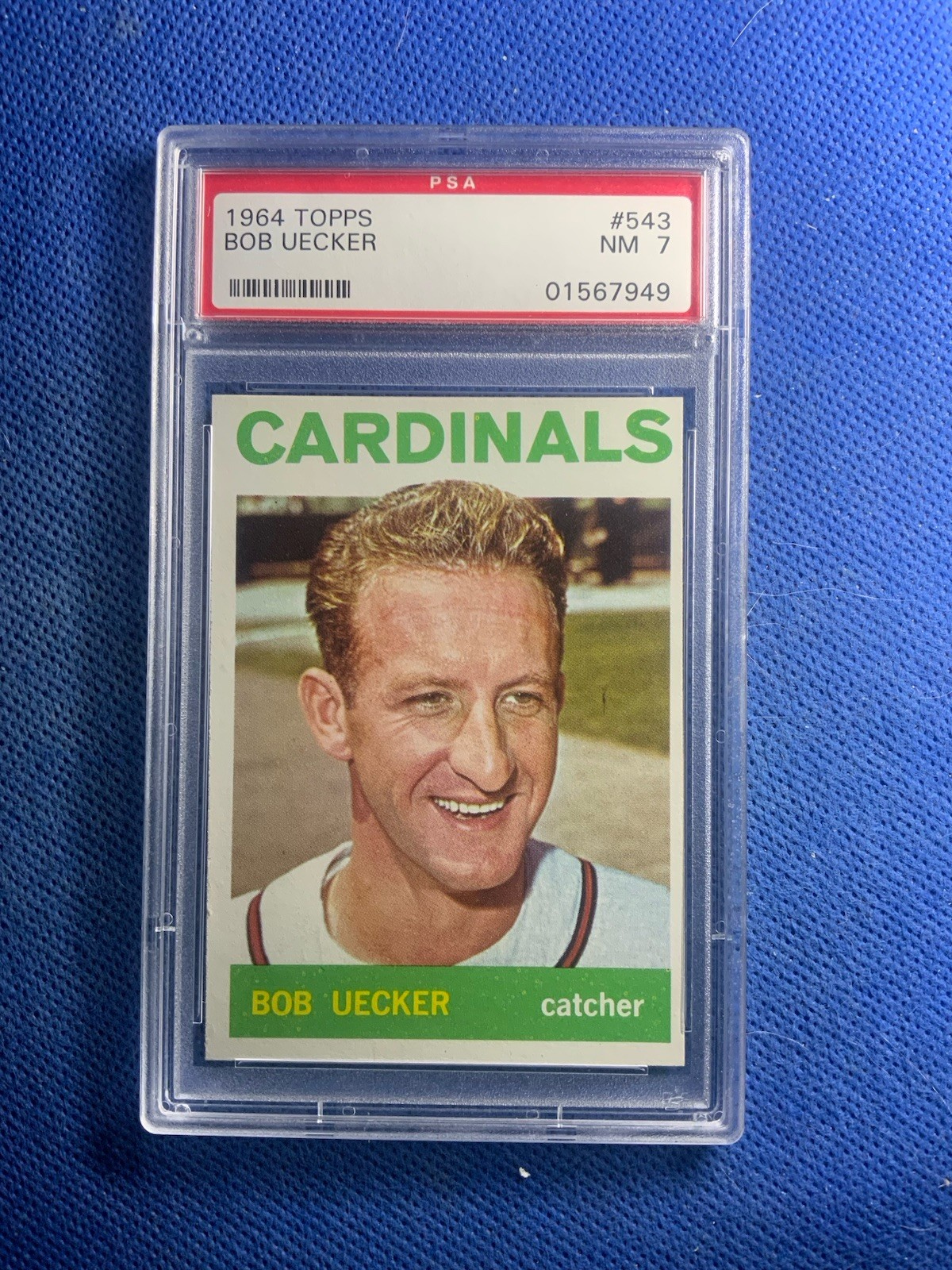 1964 Topps #543 BOB UECKER St. Louis Cardinals PSA 7 High Number - Near Mint