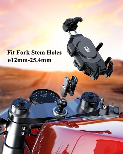 Motorcycle Fork Stem Phone Mount Holder with Vibration Dampener & High-Speed ... - Picture 8 of 9