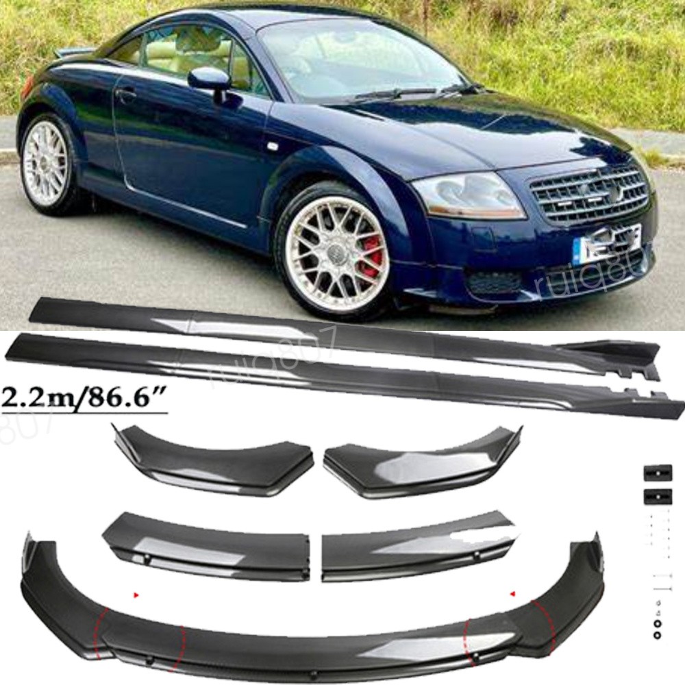 CARBON FIBER STYLE Front Bumper Lip Splitter Spoiler Side Skirts for Audi TT