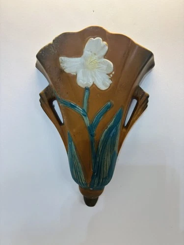 Vintage Roseville Floral Wall Pocket 1284-8 8” Free of Damage