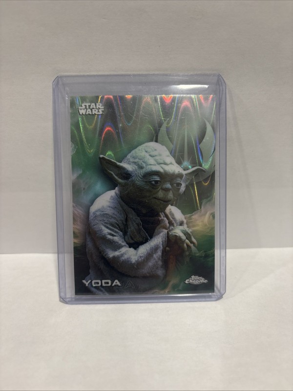 Yoda 2025 Topps Chrome Star Wars Yoda Raywave Refractor Card-#197
