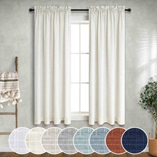 Natural 36x48 Inch Length Rod Pocket Sheer Linen Blended Curtains