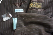 Gruppo Sartorial Brown Blue Stripe Loro Piana Dream 2Pc Suit Jacket Pant 38R New