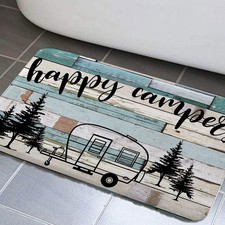 RV Camper Bath Mat, Rustic Wooden Camper Bathroom Rugs for Inside Camper Rugs...