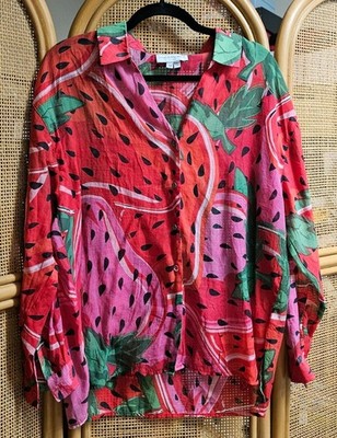 Never Fully Dressed Women's Watermelon Button-Up Size Med