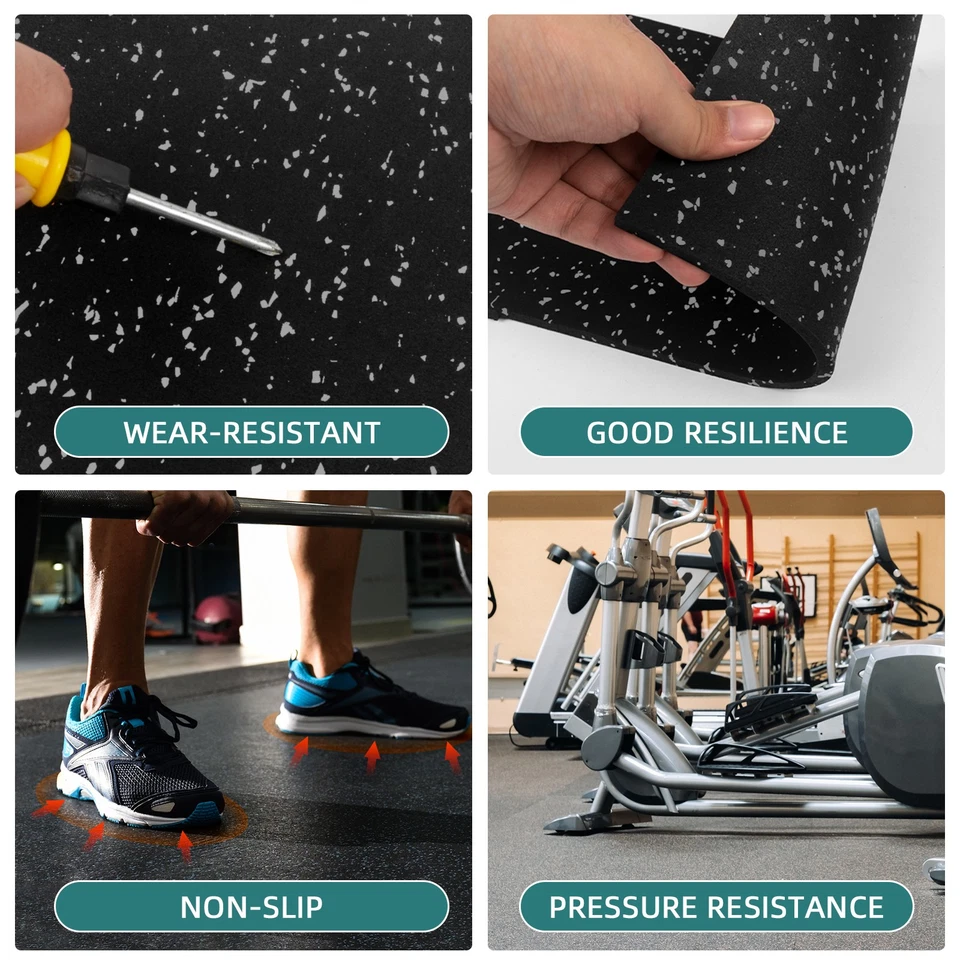 4'x10' Rubber Gym Flooring Roll Heavy Duty Home Exercise Floor Mats 6mm Thicknes - Image 3 of 4