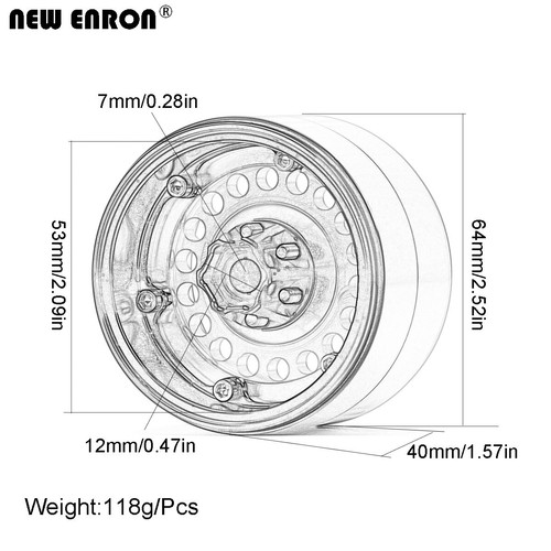 Aluminum 2.2" Beadlock Negative Offset Wheel Rim For 1/10 Crawler Axial Traxxas - Picture 7 of 84