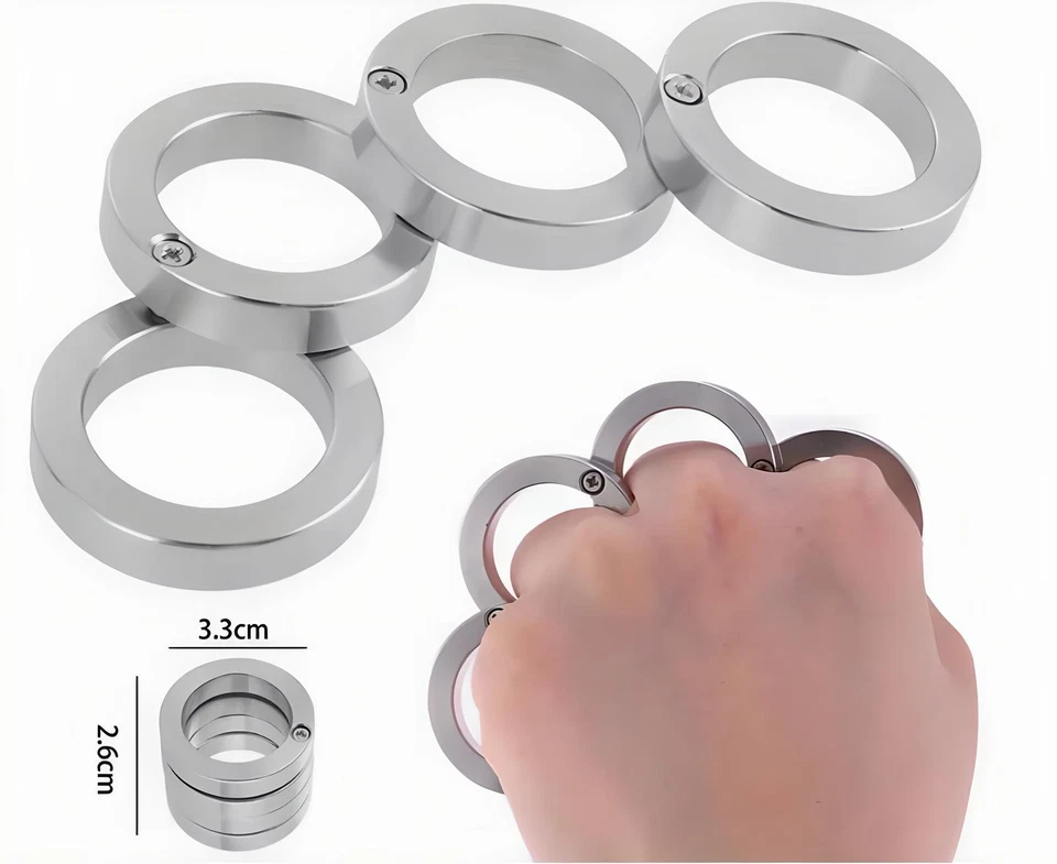 4x Stainless Steel Outdoor Rotatable Folding Ring Color Silver Hiking Men Women - Image 3 of 4