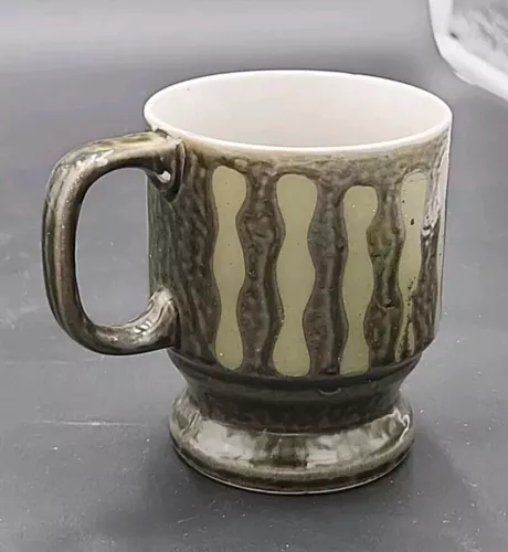 Vintage MCM Lava Drip Glaze Coffee Mug Cup Green