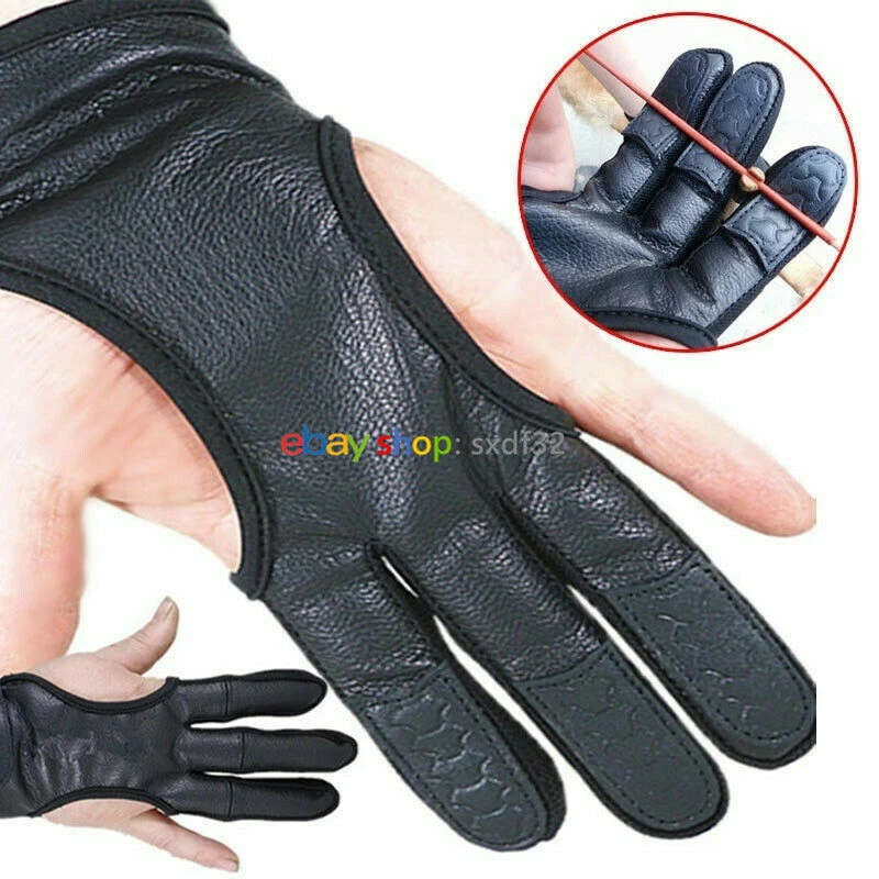 Protective Glove 3 Finger Hand Leather Guard Recurve/Compound Bow Safety Archery - Image 3 of 4