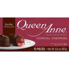 Queen Anne 10 Piece Box of Dark Chocolate Cordial Cherries 6.6 oz