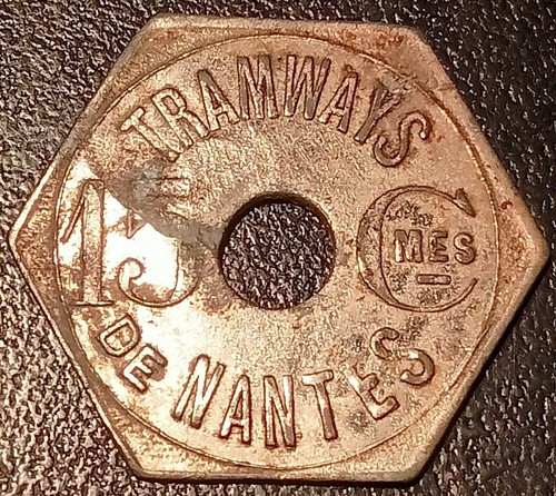 Ficha De Tranvía - Nantes (44) 15 Céntimos Principios Siglo Xx ! El.75.8 P.233