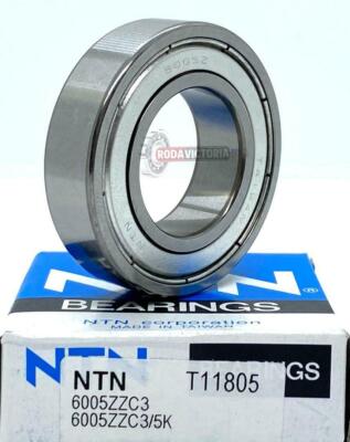 NTN 6005 ZZ C3  SINGLE ROW RADIAL BALL BEARING, METAL SHIELDED 25x47x12mm