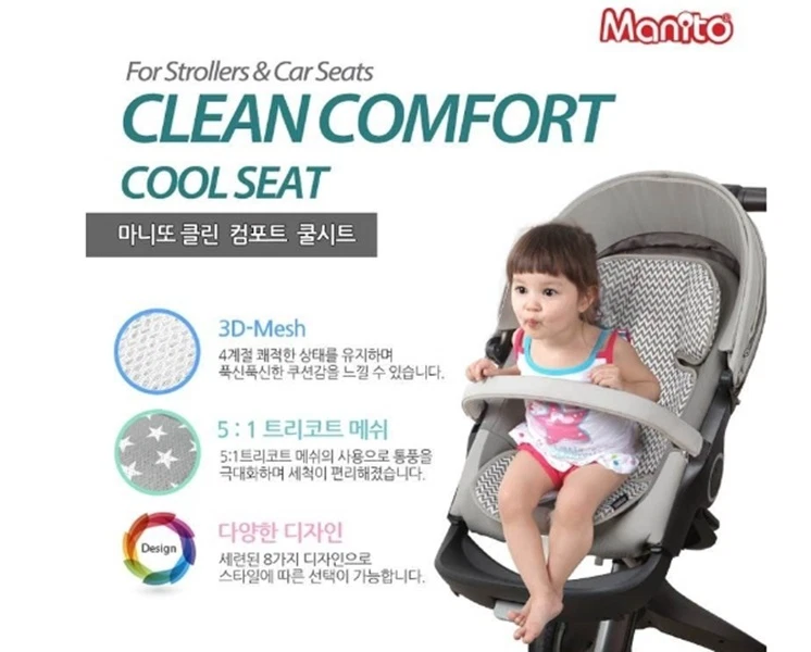 MANITO Comfort Cochecito Infantil Cochecito Cubierta de Asiento de Coche Forro Cojín Cool Malla 3D ZG Foto 4 de 4