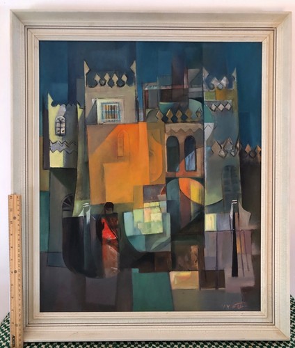Dipinto olio originale Arabia Saudita scene di Riyadh Salman Al-Duhlami 1972 - Foto 8 di 14