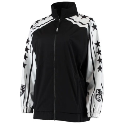 Brooklyn Nets Qore Women's Throwback Full-Zip Windbreaker Jacket Black Large