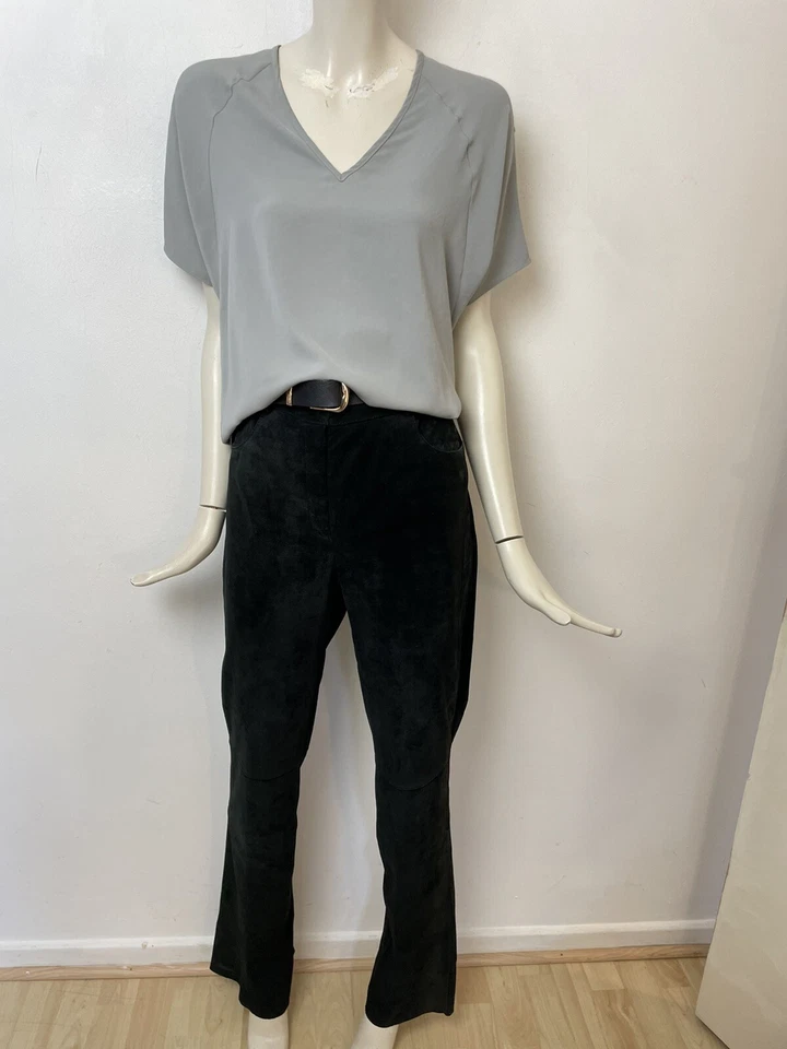Helmut Lang Tshirt Top Grey Dolman Sleeve V Neck Small Satin Front Minimal - Image 3 of 4