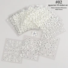 10 Sheets Rhinestone White Daisy Flower Nail Art Sticker Decoration Manicure #2