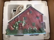 Old Stonington Red Saltbox Lighted Christmas Folk Art Village Lang & Wise NIB