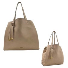 Vintage 90s Y2K NINE WEST Large Vegan Leather Satchel Bag Handbag Shoulder NUDE