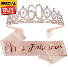 60th Birthday Gifts for Women,60 Birthday Crown  60  Fabulous Sash,60th Birthd