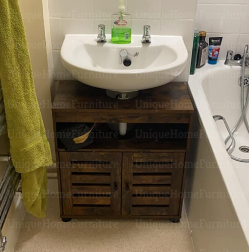 Under Sink Cabinet Vanity Industrial Bathroom Cupboard Rustic Storage Unit Shelf - Bathroom Sink With Under Storage