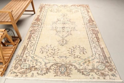 Vintage Turkish Rug, 5,3x8,9 ft Large Rug, Brown Green Patchwork Rug - Image 1 of 4