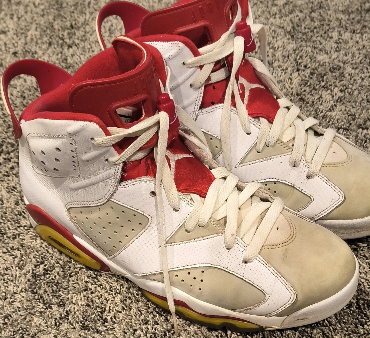 Nike Air Jordan 6 Retro Alternate Men\'s Shoes Size 8.5 White Pure Platinum Red Jordan 6 Retro  main image 4