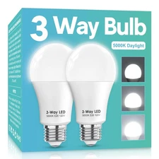 3 Way LED Light Bulbs 50 100 150W Equivalent, Daylight 2 Pack,