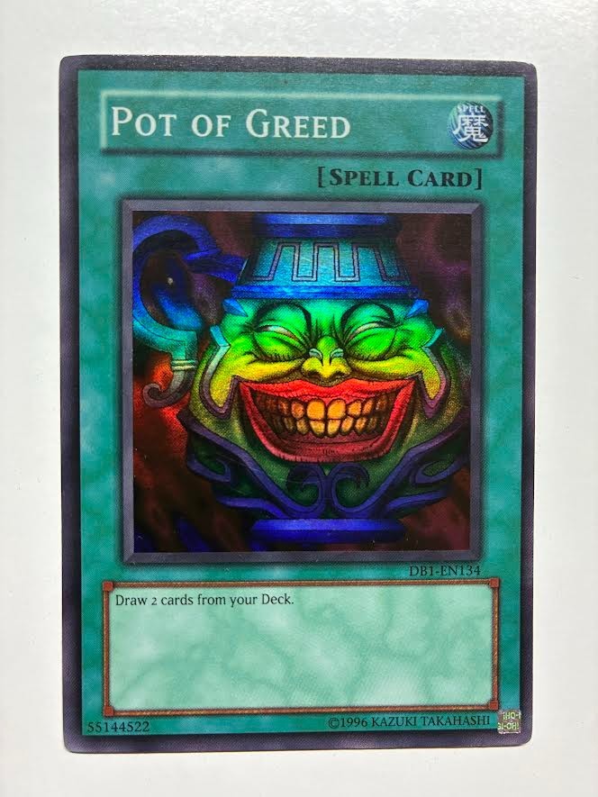 USA Seller Yugioh Pot of Greed DB1-EN134 Super Rare LP