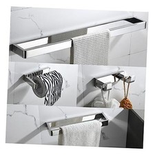 4-Piece Bathroom Hardware Accessories Set Polished Towel Bar Set Square Chrome