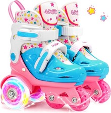Light Up Flash Wheel Roller Skates Adjustable for Kids Girls Ladies Durable Use