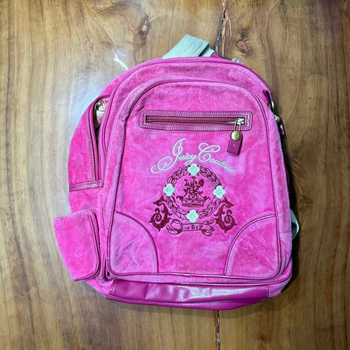 ? Luxe Quilted Velet Plush Backpack With Matching Mini Juicy Couture NWT Juicy Couture Crystal Pink Clay Royal Moment Medium Backpack  main image 2