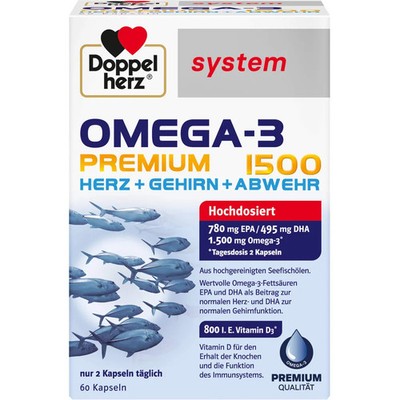 DOPPELHERZ Omega-3 Premium 1500 system Kapseln 60 St PZN 17173986