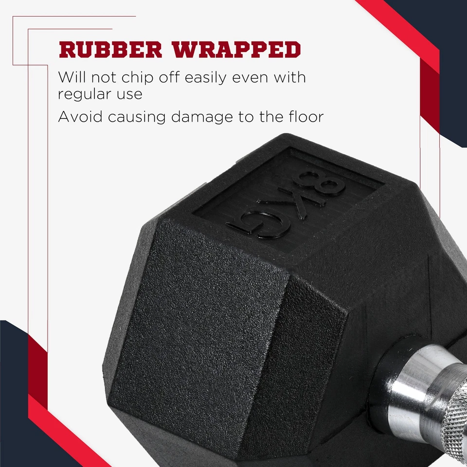 HOMCOM Hexagonal Dumbbells Kit Weight Lifting Exercise for Home Fitness 2x8kg, photo 4 of 5