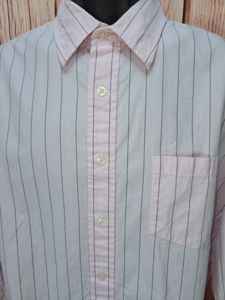 Camisa de vestir grande Aeropostale a rayas rosa y blanco para hombre Foto 3 de 4
