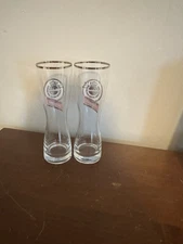 2 Warsteiner German Beer Gold Rim Tall Pilsner Glass .3 liter