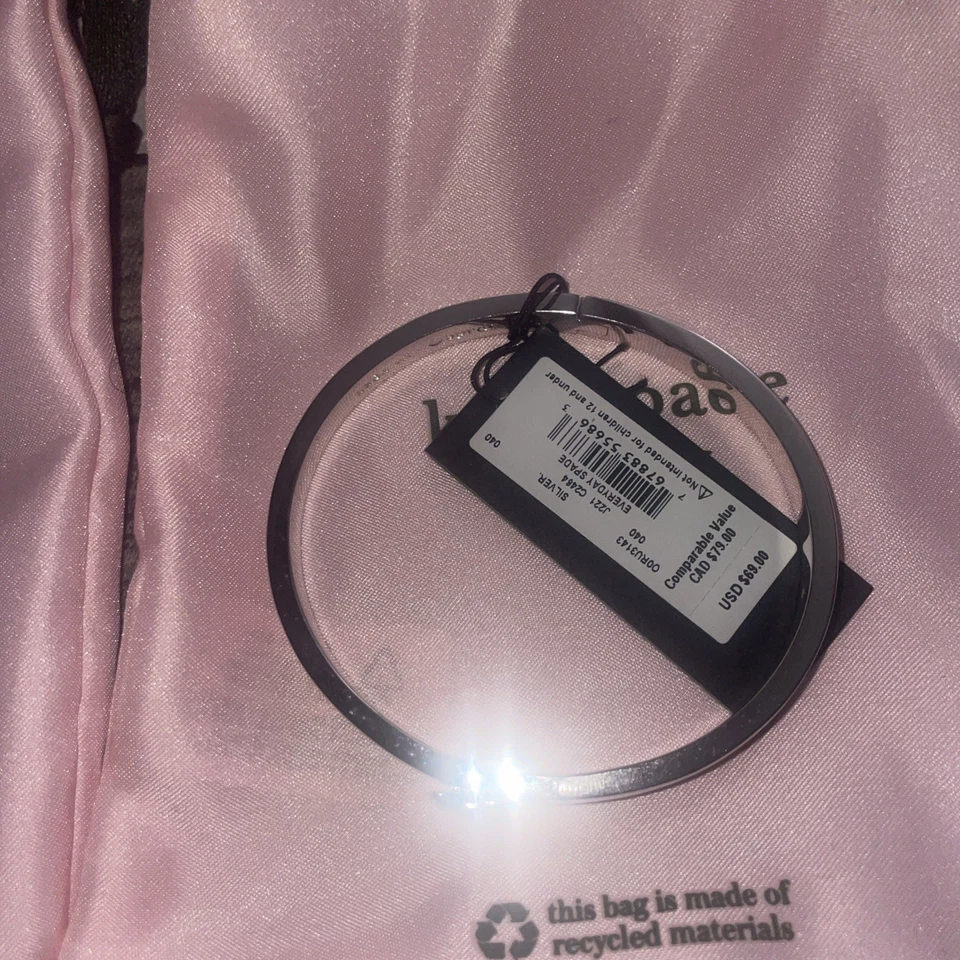 Juego de brazaletes y brazaletes Kate Spade New York platino cremallera G, astilla pala BN Foto 2 de 4