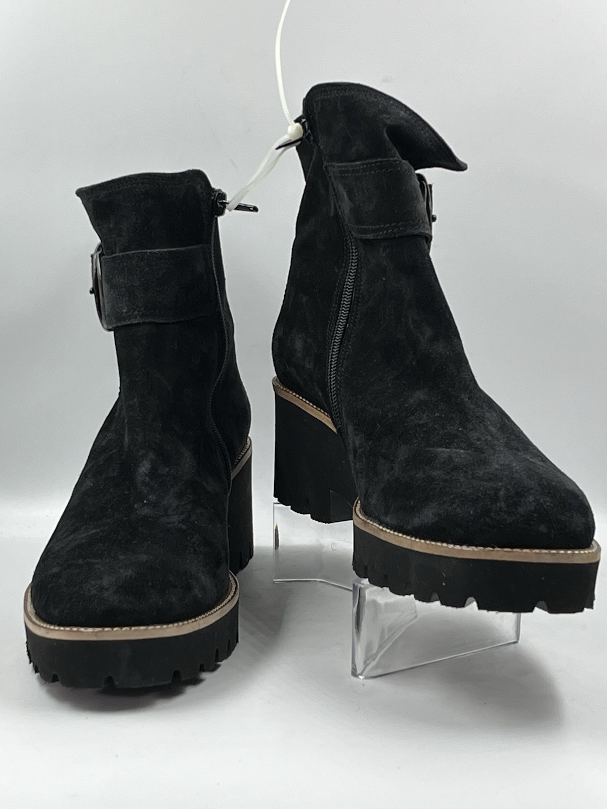 SAOLA Stivaletto donna Paul Green nero scamosciato fibbia ottone suola a strappo taglia US 8 5M