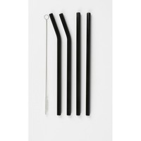 Glas Trinkhalme Strohhalme Wiederverwendbar 4Er Set 20 Cm Schwarz Mit BüRste