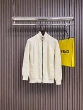 Brunello Cucinelli Minimalist Men's Wool Zipper Long-Sleeve Sweater Jacket White