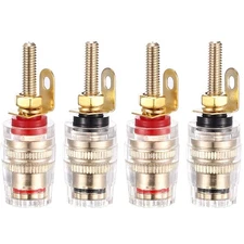 Facmogu 2 Pairs Mini Gold Plated Insulated 5-Way Binding Post Banana Plugs 4m...