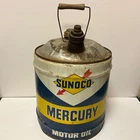 Vintage 1960 Sunoco Mercury Philly PA 5 Gallon Metal Oil Can Very Clean