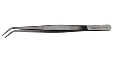 Henry Schein 100-3313 Stainless Steel Angled Serrated Tweezers